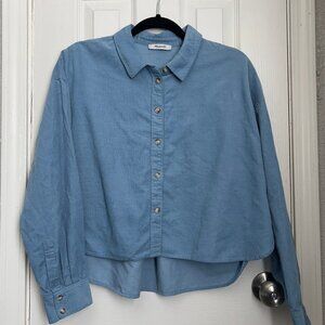 NWOT Madewell Cotton Corduroy Button-Up Crop Shirt - M